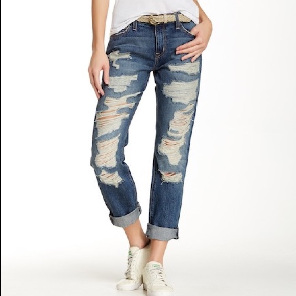 Current/Elliott Denim - Current Elliot Slim Boyfriend Distressed Jeans